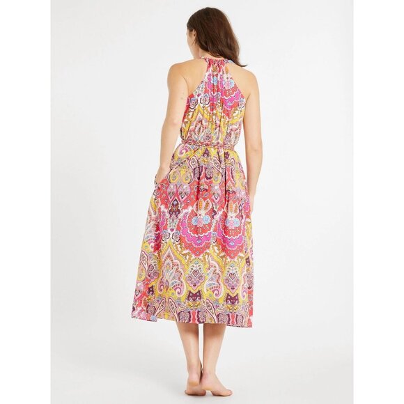 🆕 Mille Marilyn Paisley Halter Neck Full Skirt Midi Dress Cotton Medium - Picture 3 of 13